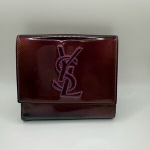 Yves Saint Laurent Burgundy Patent Leather Belle De Jour French Wallet